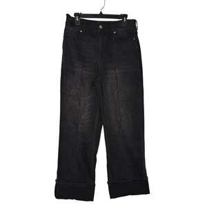 Dear John Wide Leg Baggy Jeans SIZE 31 Black High Rise Distressed Stretch